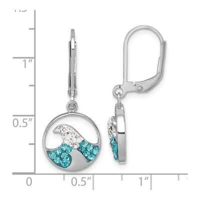 Sterling Silver Crystal Wave Leverback Earrings – view 6
