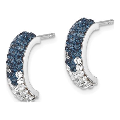 Sterling Silver 16mm Crystal J- Hoop Earrings – view 3