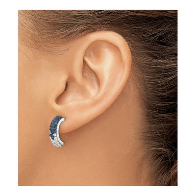 Sterling Silver 16mm Crystal J- Hoop Earrings – view 4