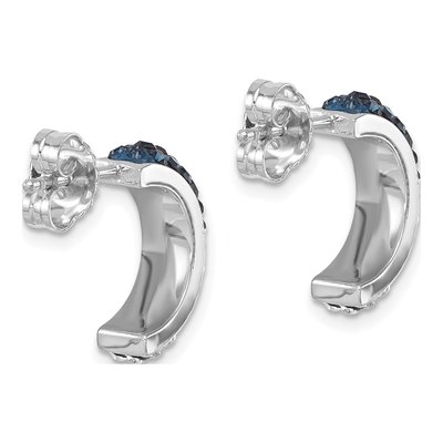 Sterling Silver 16mm Crystal J- Hoop Earrings – view 5