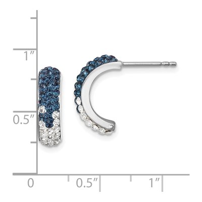 Sterling Silver 16mm Crystal J- Hoop Earrings – view 6