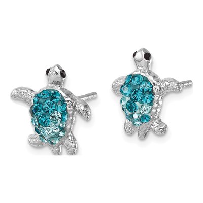 Sterling Silver Crystal Turtle Stud Earrings – view 3