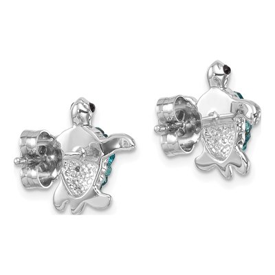 Sterling Silver Crystal Turtle Stud Earrings – view 5
