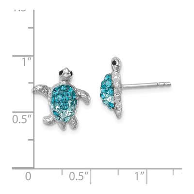 Sterling Silver Crystal Turtle Stud Earrings – view 6