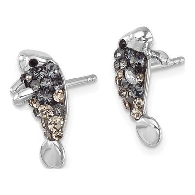 Sterling Silver Crystal Manatee Stud Earrings – view 3