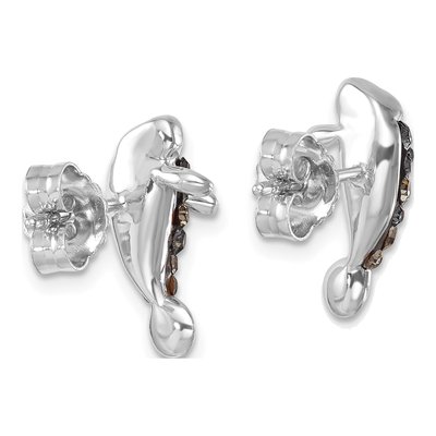 Sterling Silver Crystal Manatee Stud Earrings – view 5