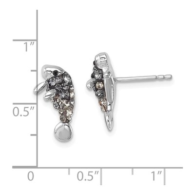 Sterling Silver Crystal Manatee Stud Earrings – view 6
