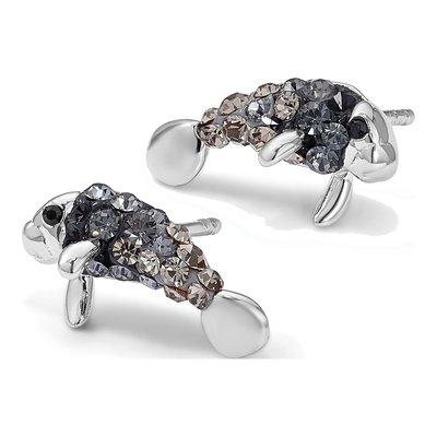 Sterling Silver Crystal Manatee Stud Earrings – view 7