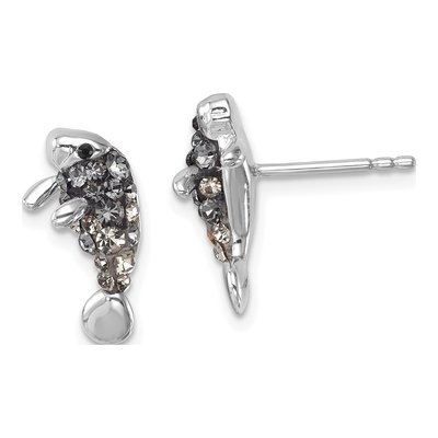 Sterling Silver Crystal Manatee Stud Earrings