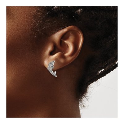 Sterling Silver Crystal Dolphin Stud Earrings – view 4