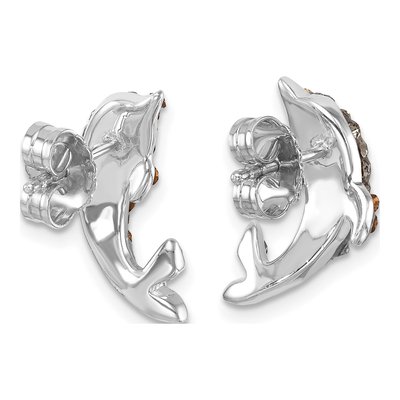 Sterling Silver Crystal Dolphin Stud Earrings – view 5