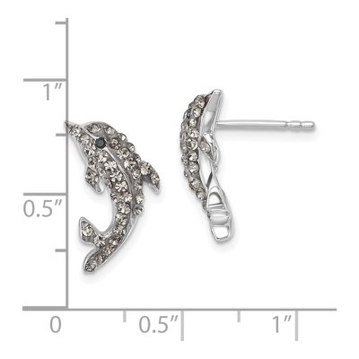 Sterling Silver Crystal Dolphin Stud Earrings – view 6
