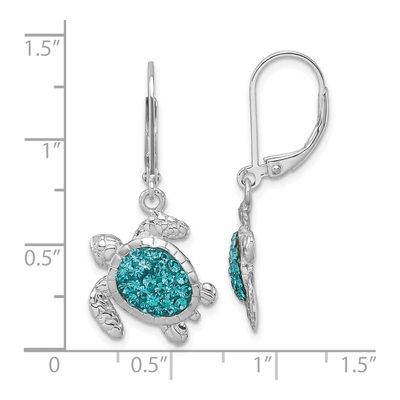 Sterling Silver Crystal Turtle Leverback Earrings – view 6