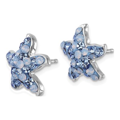 Sterling Silver Crystal Starfish Stud Earrings – view 3