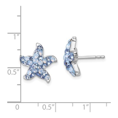 Sterling Silver Crystal Starfish Stud Earrings – view 6