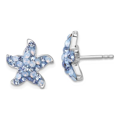 Sterling Silver Crystal Starfish Stud Earrings