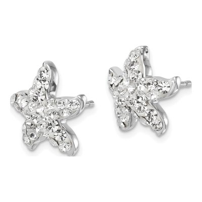 Sterling Silver Crystal Starfish Stud Earrings – view 3