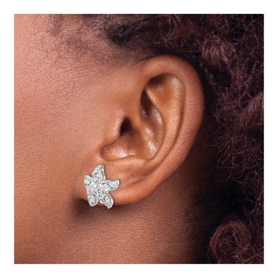 Sterling Silver Crystal Starfish Stud Earrings – view 4