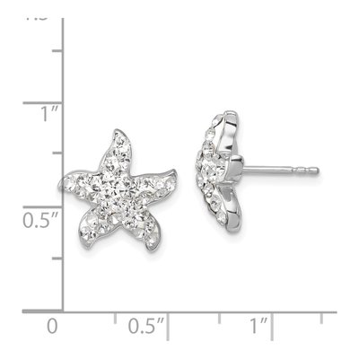 Sterling Silver Crystal Starfish Stud Earrings – view 6