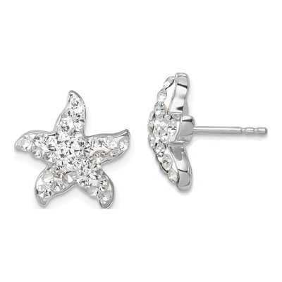 Sterling Silver Crystal Starfish Stud Earrings