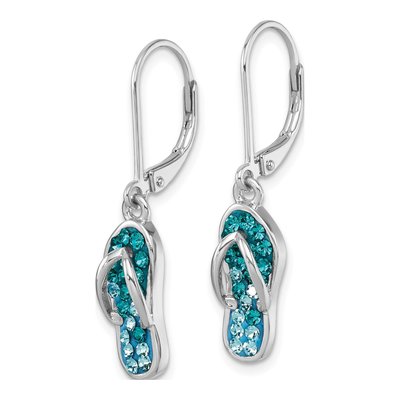 Sterling Silver Crystal Flip Flop Leverback Earrings – view 3