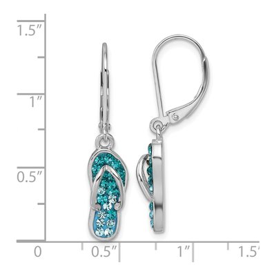 Sterling Silver Crystal Flip Flop Leverback Earrings – view 6