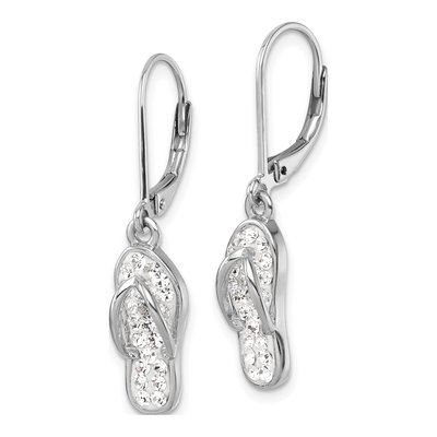 Sterling Silver Crystal Flip Flop Leverback Earrings – view 3