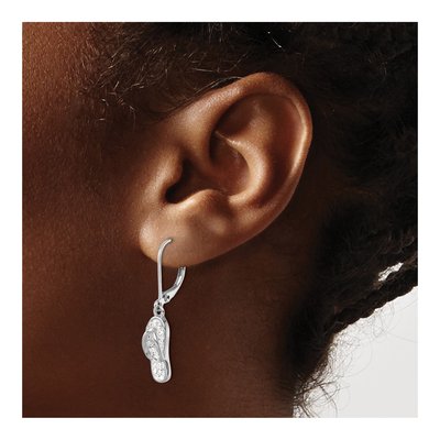 Sterling Silver Crystal Flip Flop Leverback Earrings – view 4