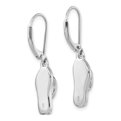 Sterling Silver Crystal Flip Flop Leverback Earrings – view 5