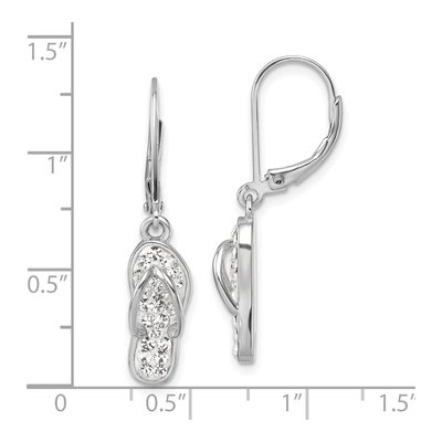 Sterling Silver Crystal Flip Flop Leverback Earrings – view 6