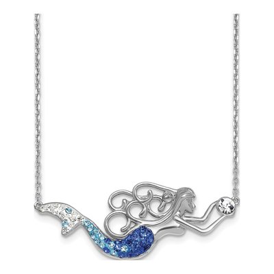 Sterling Silver Crystal Mermaid Pendant Necklace