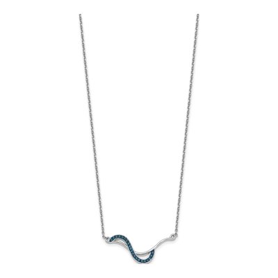 Sterling Silver Crystal Wave Pendant Necklace – view 3
