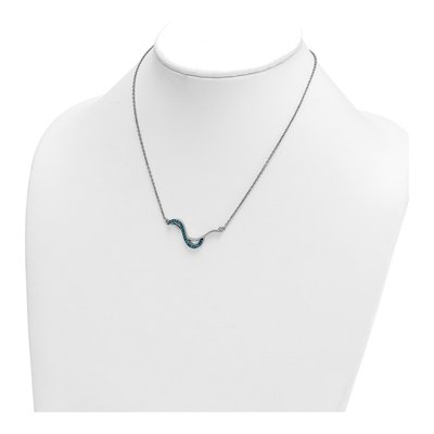 Sterling Silver Crystal Wave Pendant Necklace – view 4