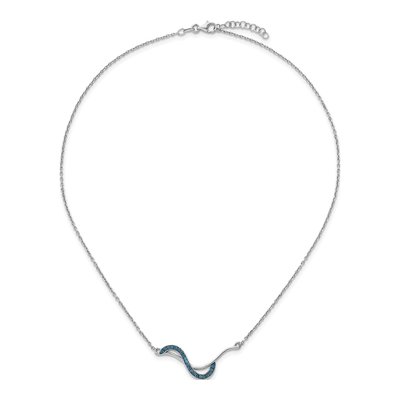Sterling Silver Crystal Wave Pendant Necklace – view 5