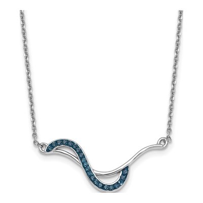 Sterling Silver Crystal Wave Pendant Necklace