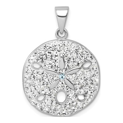 Sterling Silver Crystal Sand Dollar Pendant