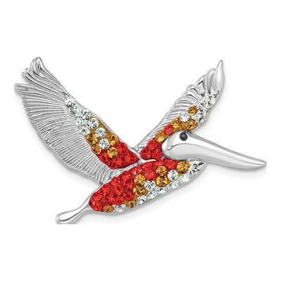 Sterling Silver Crystal Pelican Pendant