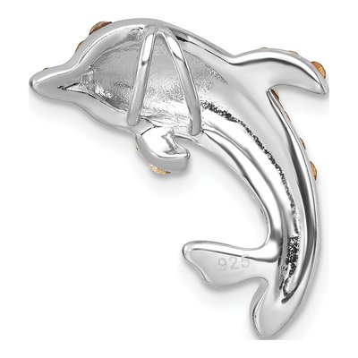 Sterling Silver Crystal Dolphin Slide Pendant – view 4