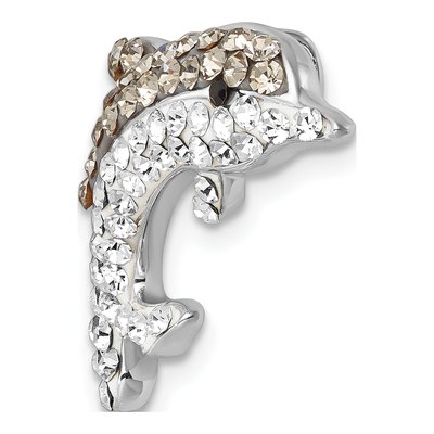 Sterling Silver Crystal Dolphin Slide Pendant – view 5