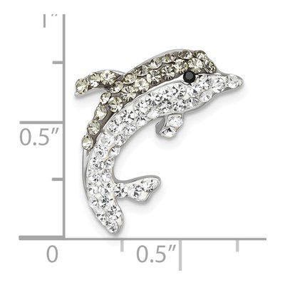 Sterling Silver Crystal Dolphin Slide Pendant – view 6