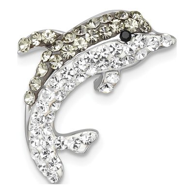 Sterling Silver Crystal Dolphin Slide Pendant
