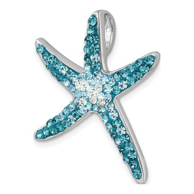 Sterling Silver Crystal Starfish Slide Pendant – view 5