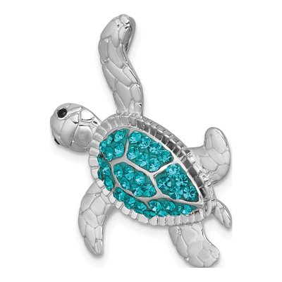 Sterling Silver Crystal Turtle Slide Pendant – view 5