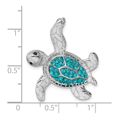 Sterling Silver Crystal Turtle Slide Pendant – view 6