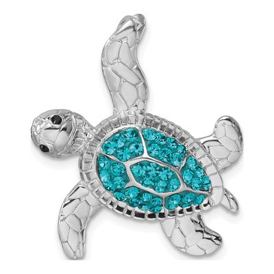 Sterling Silver Crystal Turtle Slide Pendant