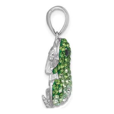 Sterling Silver Crystal Frog Pendant – view 3