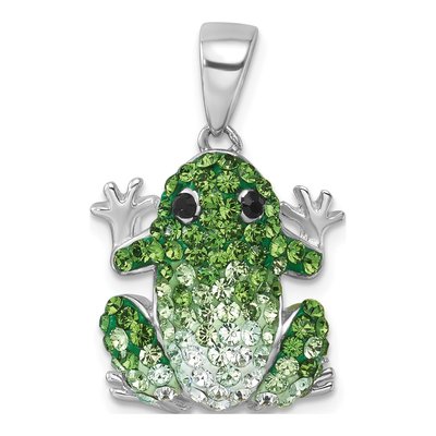 Sterling Silver Crystal Frog Pendant