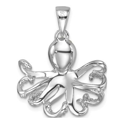 Sterling Silver Crystal Octopus Pendant – view 4