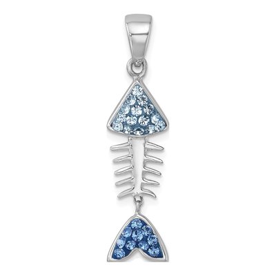 Sterling Silver Crystal Bonefish Pendant