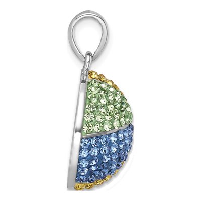 Sterling Silver Crystal Multi-Color Beach Ball Pendant – view 3